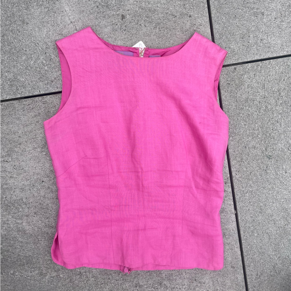 PINK 100% LINEN TOP